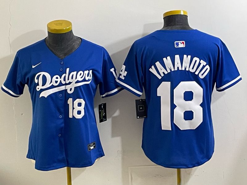Women 2025 Los Angeles Dodgers #18 Yamamoto Blue Game Nike MLB Jersey style 0017